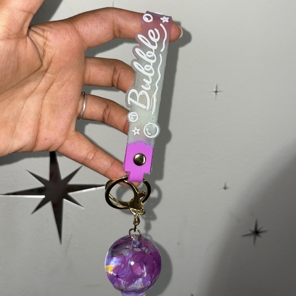 Purple Bubble Keychain with Heart Charm - Picture 4 of 8